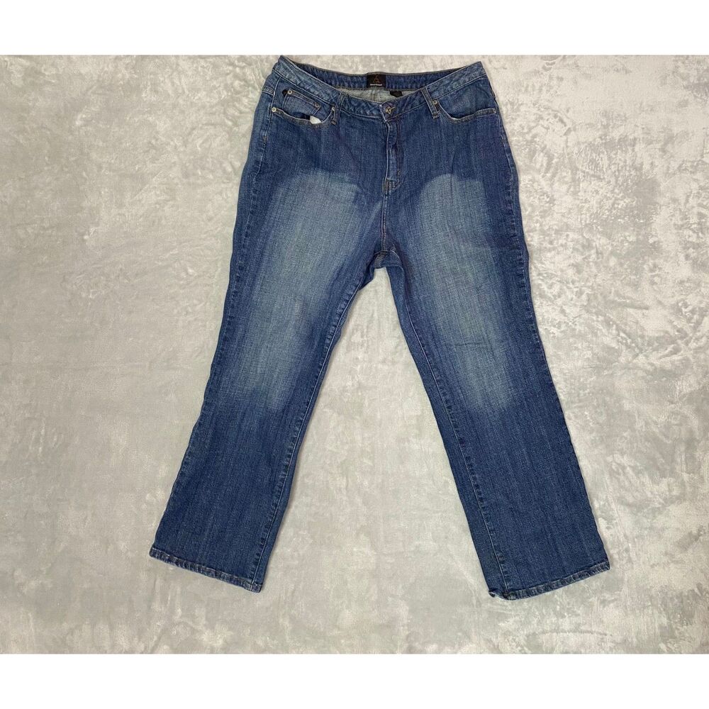 Ashley Stewart Plus Women's Straight Leg Denim Jeans Blue Size 18 High Rise